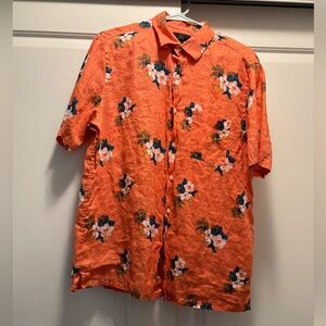 Linen Club Room 100% linen button down, size L